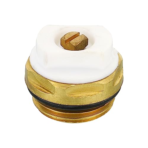 PATIKIL 1/2" BSP Male Thread Manual Radiator Air Vent Plug Valve, Brass Plug for Radiator Heater Gold White