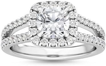 Houston Diamond District LAB GROWN Diamond Halo Engagement Ring (Color E-F, Clarity VS2-SI1)