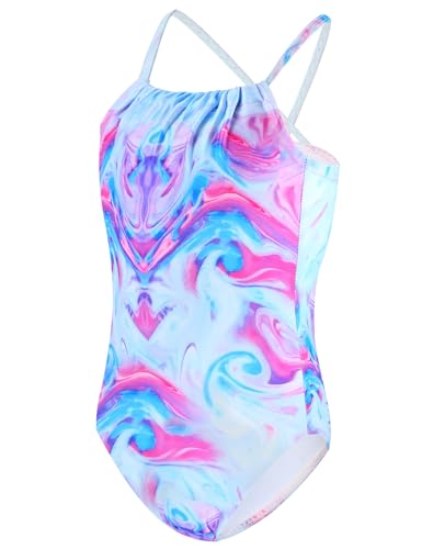 Image of TENVDA Girls Swimsuit Summer Beach Sport Halter Bathing Suits One Piece Swimwear for 2-12 Years Old Kids