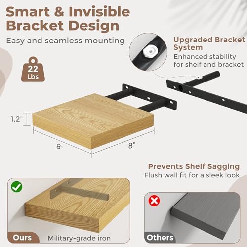 clutter free gift for minimalist friend oak floating shelves in kitchen