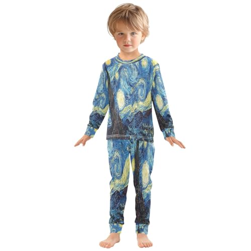 Pajama Sets Long Sleeve Top and Pants Sleepwear Starry Sky for 2-8 Years Old3