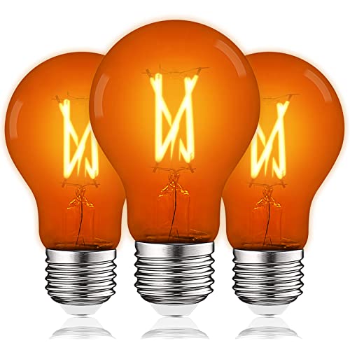 LUXRITE A19 Edison LED Orange Light Bulb, 4.5W (60W Equivalent) (3 Pack)