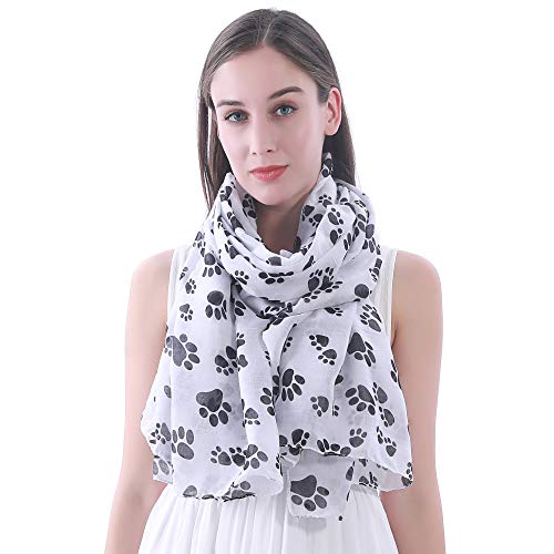 Lina & Lily Dog Cat Paw Print Women's Scarf Shawl Wrap Lightweight