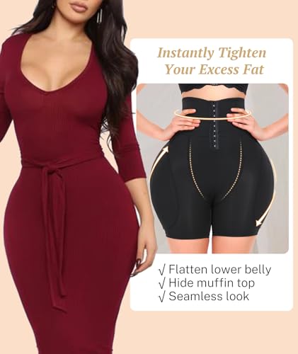 Women Hip Padded Butt Lifter Shapewear Tummy Control Shorts Hook Closure Removable 4 Pads for Bigger Butt4