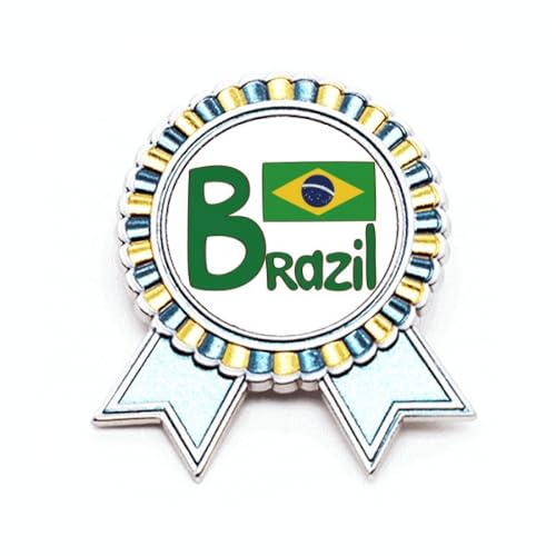 Broche drapeau national du Brésil métal vert fixation stable M
