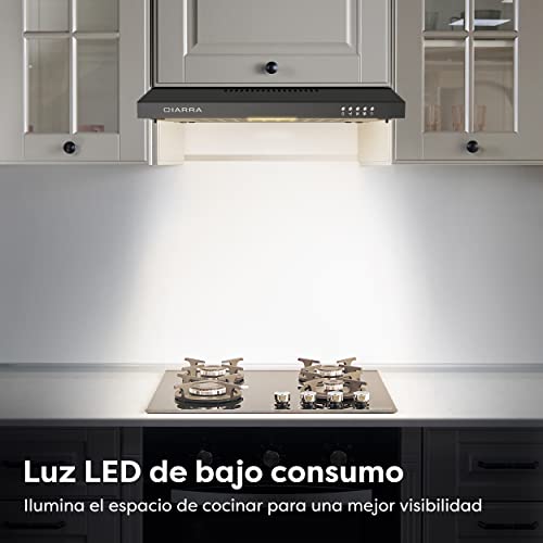 CIARRA-CBCB6903-Campanas-Extractoras-60cm-220mh-75W-3-Velocidades-de-Extraccion-Luz-LED-Extractor-Cocina-Evacuacion-al-Exterior-y-Recirculacion-con-Filtro-de-Carbon-CBCF001-Negro