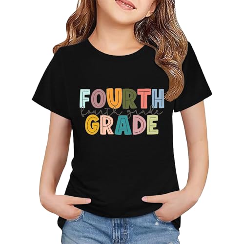 Kids First Day School Tees for Boys Girls 'Fifth Grade' Graphic T-Shirts Cotton Short Sleeve Tops Back to School Tees