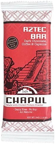 Chapul High Protein Cricket Flour Bars – Dark Chocolate Coffee Cayenne – Gluten, Soy and Dairy Free - Low Sugar & Low Net Carbs (12 Pack)