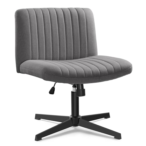 Kerdom Silla De Oficina Sin Ruedas, Silla De Escritorio Sin Brazos Con Cojín Más Ancho Para Sentarse Con Piernas Cruzadas, Silla Tocador Giratoria Regulable En Altura Con Tapizado De Tela, Inclinable Kerdom Silla De Oficina Sin Ruedas, Silla De Escritorio Sin Brazos Con Cojín Más Ancho Para Sentarse Con Piernas Cruzadas, Silla Tocador Giratoria Regulable En Altura Con Tapizado De Tela, Inclinable