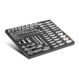 STAHLWERK 80-teiliger Profi-Steckschlüsselsatz in Werkstattwageneinlage – Hochwertiges...