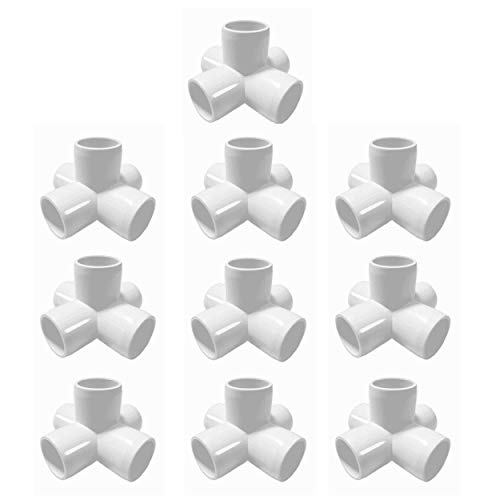 SELLERS360 5way 3/4 inch PVC Fittings Corner Cross Elbow 45 90 Degree for Greenhouse Shed Pipe, Tent Connection Tee, Furniture Build Grade SCH40 [Pack of 10]