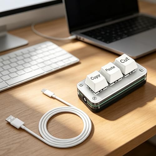 Teclado de 3 teclas con interruptor mecánico ergonómico y conexión USB para computadoras 2