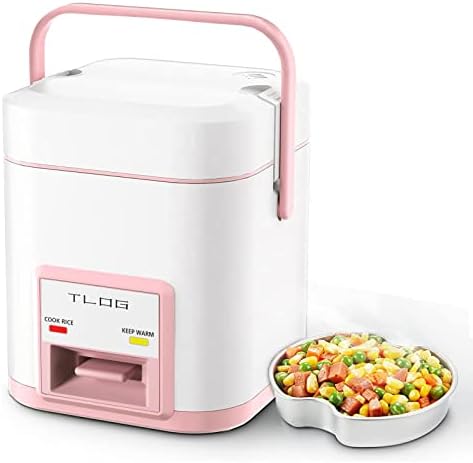 TLOG Mini Rice Cooker 2.5-Cup Uncooked(5-Cup cooked), Healthy Ceramic Coating 1.2L Small Rice Cooker for 1-3 People, Portable Travel Rice Cooker with Steam Tray, Rice Maker for Grains, White Rice, Oatmeal, Veggies