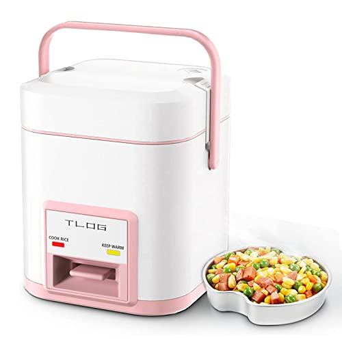 Tlog Mini Rice Cooker 2.5-Cup Uncooked(5-Cup Cooked), Healthy Ceramic Coating 1.2L Small Rice Cooker For 1-3 People, Portable Travel Rice Cooker With Steam Tray, Rice Maker For Grains, White Rice, Oatmeal, Veggies #TOP3
