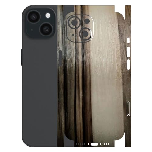 Image of AtOdds - Compatible for iPhone 15 - Mobile Back Skin Sticker - Lamination - Back Screen Guard Protector Film Wrap (Coverage - Back+Camera+Sides) (Design - Teak Wood)