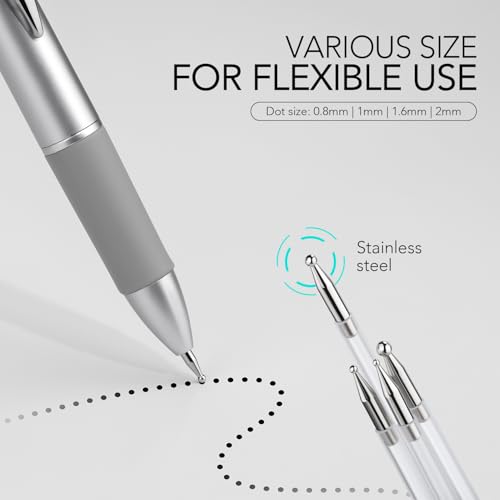 GAOY 4-in-1 Nail Dotting Pen, Manicure Art Tools in Ballpoint Design with Size Marking and Pressing Head, Perfect for Painting, Sculpting, Rhinestones DIY and Salon, Silver 10 Pcs