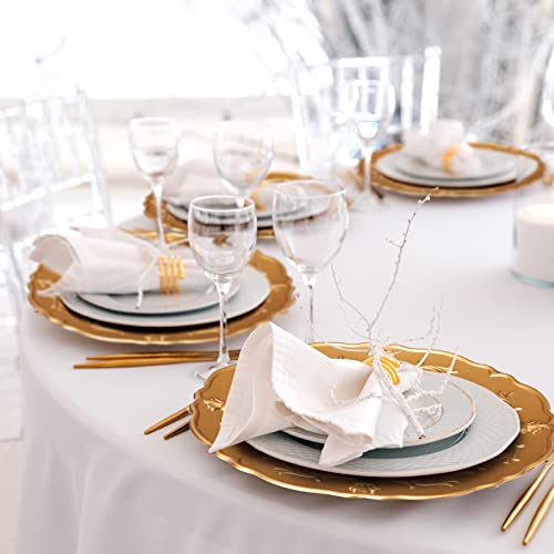 Nuanchu 18 Pcs Antique Charger Plates 13 Inch Round Plastic Charger Vintage Embossed Pattern Decorative Plate Chargers Table Chargers Serving Tray For Dinner, Party, Wedding, Christmas (Gold) #TOP3