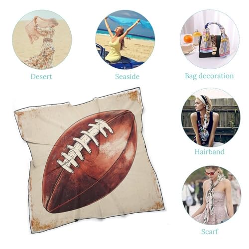 Vintage American Football Women Hair Scarf Square Silk Like Head Scarves Handkerchief Satin Neck Scarf 5