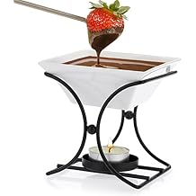 BSTKEY Ceramic Butter Warmer Set, Fondue Pot Melting Pot Set, Melt Hot Pot Bowl Set For Cheese Chocolate Butter Caramel