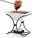 BSTKEY Ceramic Butter Warmer Set, Fondue Pot Melting Pot Set, Melt Hot Pot Bowl Set For Cheese Choco