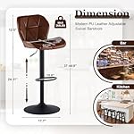 TUKAILAi Bar Stools Set of 2, Modern Swivel Counter Height Adjustable Barstools with Large Metal Base, Retro PU Leather Island Chairs for Home Kitchen (Brown) - Image 3