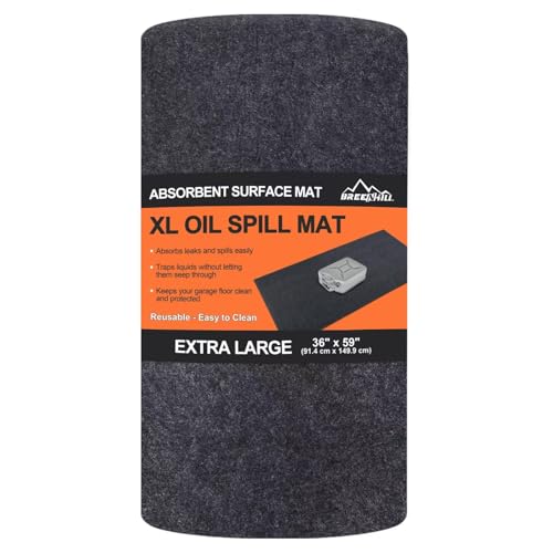 BREENHILL XL Oil Spill Mat (36 x 59) Premium Absorbent Oil Pad Reusable Washable Waterproof Backing Contains Liquids No Soak Through Protects Garage Floor Surface