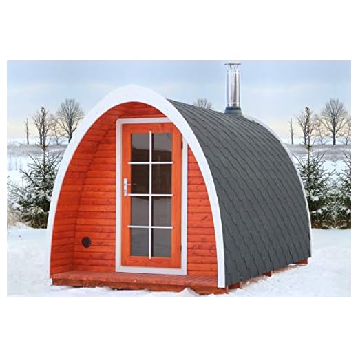 BZBCabins.com Barrel Sauna Kit Igloo 40, 8 Person Outdoor Sauna with Harvia Heater