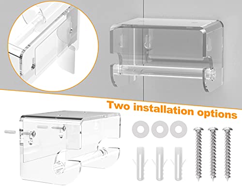 Meteou Adhesive Toilet Paper Holder With Shelf, Acrylic Toilet Paper Roll Holder, Wall Mounted With 3M Self Adhesive No Drilling, Toilet Paper Holder With Storage Shelf For Bathroom (Clear) #TOP4