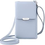 WANYIG Frauen Brieftasche Cross-Body Tasche PU Leder Handy Schultertasche Kleine Damen Geldbörse Handy Mini-Tasche Kartenhalter Umhängetasche(Blau)