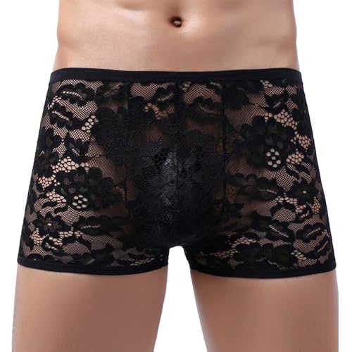 Mens Lace Boxers Briefs Sheer Underwear Sissy Panties Sexy Lingerie for Men
