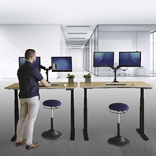 Image of Seville Classics Modern Ergonomic Pneumatic Height Adjustable 360-Degree Swivel Stool Chair, for Drafting, Office, Home, Garage, Work Desk, Blue, airLIFT Sit Stand Balance and Wobble