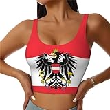 Bulcli Austrian Coat of Arms Eagle Flag Sports Bras for Women with Detachable Built in Bras U Back Yoga Workout Bra X-Large