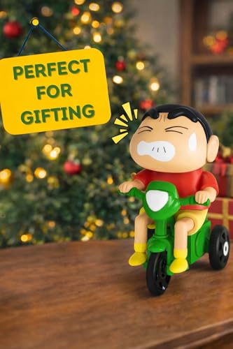 Image of Shinchan Cartoon Tricycle Toy Figure for Kids - Cute Anime Action Figure PVC Collectible | Shin Chan Bike Riding Figurine | Desk Decor Display Toy | Gift for Boys, Girls & Anime Fans