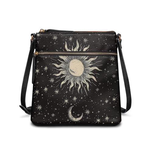 Image of Leather Purses for Women, Leather Hobo Bags for Women Travel Sling Purse Triple Zippered Pockets Shoulder Bag