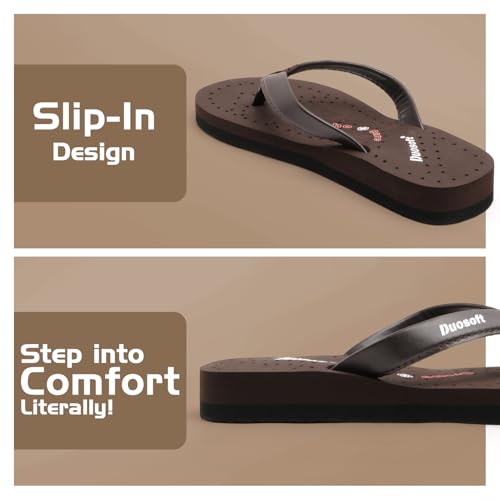 Image of Duosoft Flip Flop for Women | Soft Comfortable | Breathable | Fashionable | Stylish | Trendy | Super Soft | Lightweight | Anti-Slip Sole | Indoor & Outdoor |DW-31-Brown