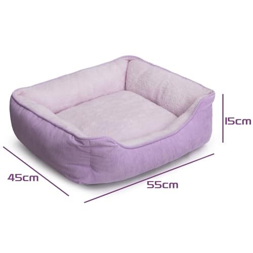 Hollypet Katzenbett Kleines Hundebett Haustierbett für Katzen und Welpen, Weiches Haustierschlafbett Atmungsaktives Haustierkissen, Lila (55 * 45 * 15cm)
