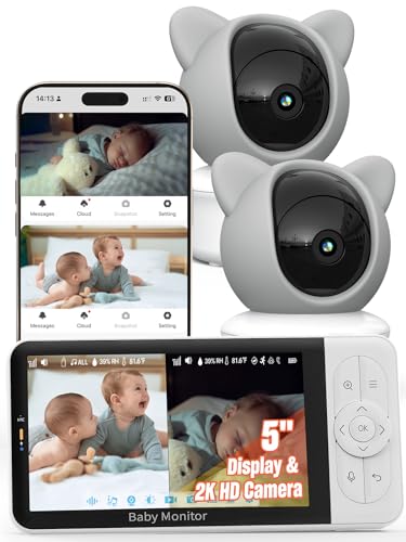 iFamily WiFi Baby Monitor with App – Smartphone Baby Monitor with 5' HD Monitor & 2K Camera, Night...