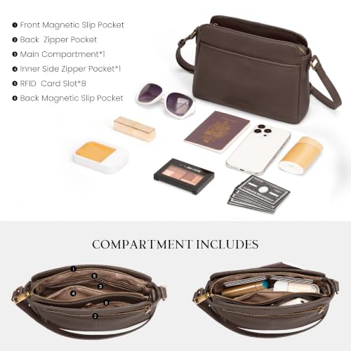 Image of befen Anti-theft Crossbody Bag for Women Genuine Leather, Small Cross Body Shoulder Handbags with RFID Card Slots