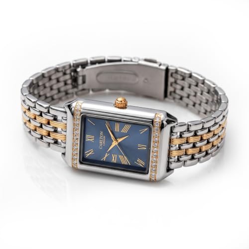 Image of Carlton London Women Amara Analog Watch, Rectangle Dial, Stainless Steel Strap, Quartz Movement, 30M Water Resistant, Casual Wear