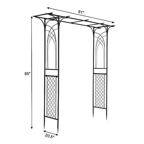 VINGLI Garden Arbor, Arch for Wedding Ceremony Party, Christmas Garden Decor Steel Garden Trellis for Plant Climbing, Pergola for Garden, Backyard, Lawn (Flat Top)