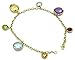 Multi-Color Charm 5 mm & 10 mm Gemstone 7.25 inches Bracelet,14k Yellow Gold
