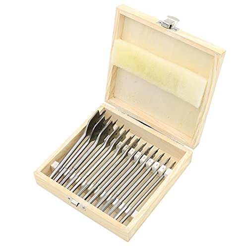 13Pcs 6-35mm Woodworking Flat Spade Drill Bits Set 1/4" Hex Shank Cutter Tool