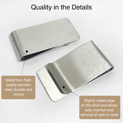 3-Pack Small Men’s Slim Money Clip – Stainless Steel Credit & Business Card Holder, Pocket Cash Wallet (Silver & Gold)4