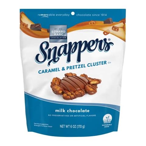 Edward Marc Snappers Sweet Caramel & Pretzels Cluster - Crunchy Pretzel Snack With Milk Chocolate For Adults And Kids - 6 oz (pack of 1) Cover