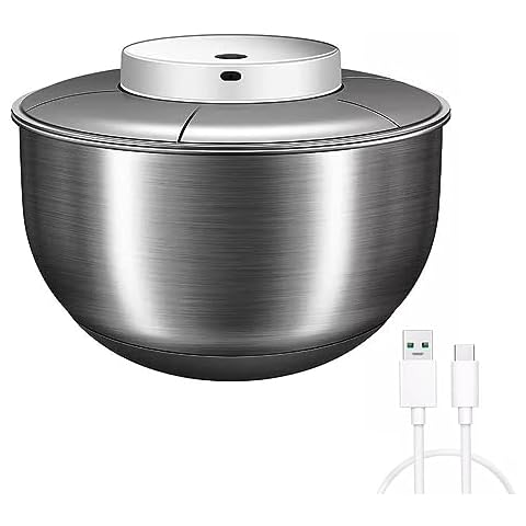 HSTYAIG Automatic Electric Salad Spinner, 5L Type-C Rechargeable Lettuce Spinner Stainless Steel Salad Rotator Lettuce Washer and Spinner Dryer for Salad Greens, Lettuce, Fruits and Vegetables Cover