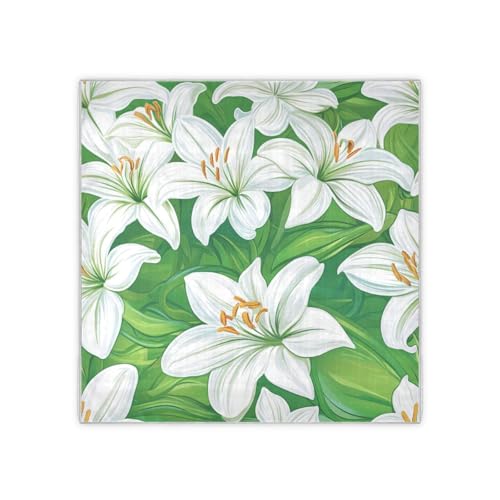 KLL Easter White Lily silk scarf scarves cute for women's for head bufandas para mujer para frio