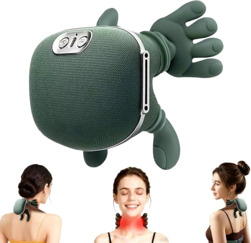 Image of Bionic Heated Massager, Wireless Portable Shiatsu Neck and Back Massager, Electric Deep Tissue 4D Kneading Massage, Simulated Human Hand Design for Pain Relief and Muscle Relax-Bottle Green