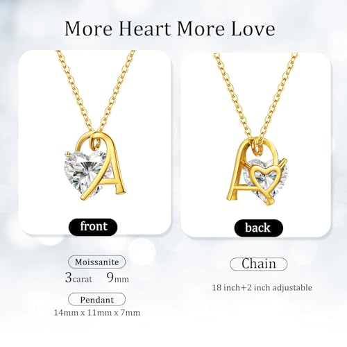 Image of ForeverLove Heart Necklaces for Women, 4-2 Carats Heartshap Moissanite, Silver Pendant Jewelry, Anniversary Birthday Gifts for Wife, Girlfriend, Daughter, Mom