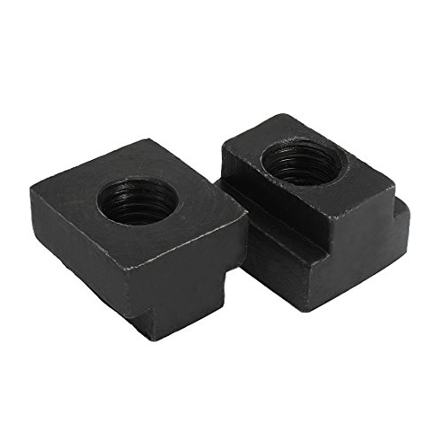 Aexit M18 Steel Nuts T-Slot Nut Black Oxide Plated Grade 8.8 Tapped T-Slot Nuts Through 2pcs