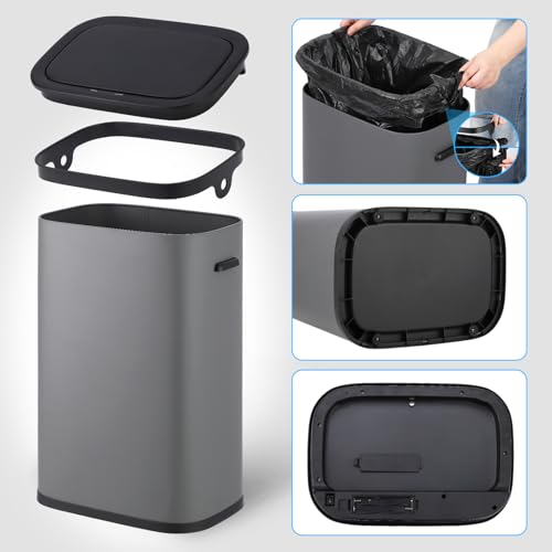 Basura automática con sensor de movimiento 55 L rectangular gris miniatura 5